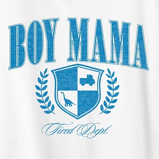 Boy Mama Collegiate Womens Crew Neck Short Sleeve Classic Fit Graphic T-Shirt