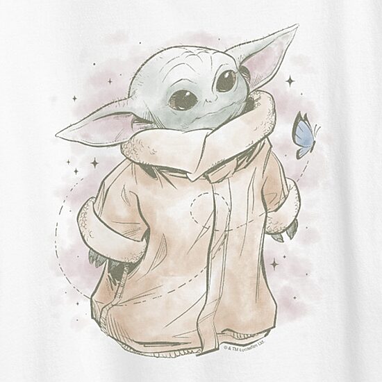 Grogu Tonal Washed Womens Crew Neck Short Sleeve Classic Fit Baby Yoda Graphic T-Shirt