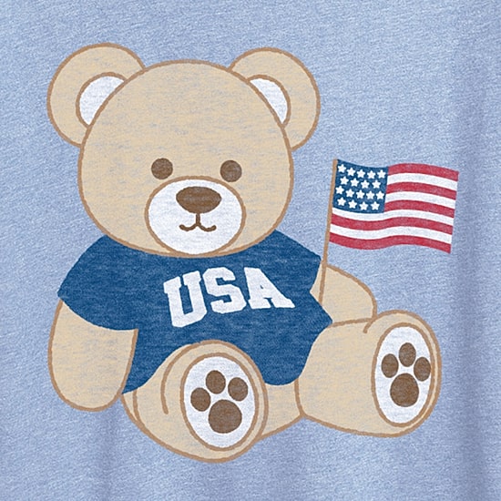 Usa Teddy Bear Womens Crew Neck Short Sleeve Classic Fit Graphic T-Shirt