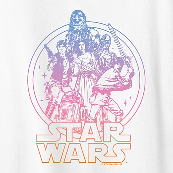 Gradient Womens Crew Neck Short Sleeve Classic Fit Star Wars Graphic T-Shirt