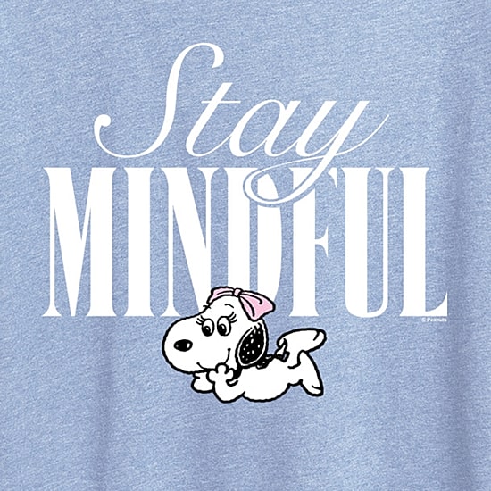 Stay Mindful Womens Crew Neck Short Sleeve Classic Fit Peanuts Graphic T-Shirt