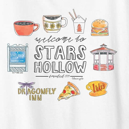 Gilmore Girls Stars Hallow Grid Womens Crew Neck Short Sleeve Classic Fit Graphic T-Shirt