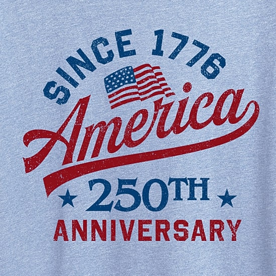 America 250 Womens Crew Neck Short Sleeve Classic Fit Graphic T-Shirt