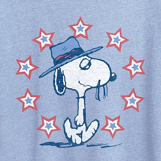 Spike Americana Womens Crew Neck Short Sleeve Classic Fit Peanuts Graphic T-Shirt