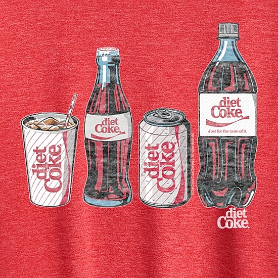 Diet Coke Bottle Cans Womens Crew Neck Short Sleeve Classic Fit Graphic T-Shirt
