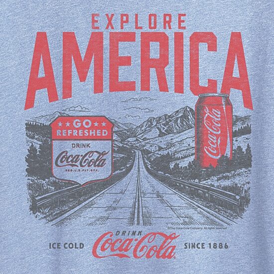 Explore America Coke Womens Crew Neck Short Sleeve Classic Fit Graphic T-Shirt