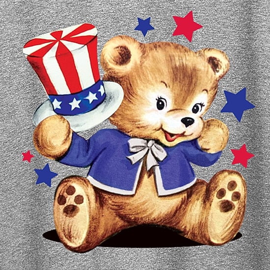 Patriotic Bear Womens Crew Neck Short Sleeve Classic Fit Graphic T-Shirt