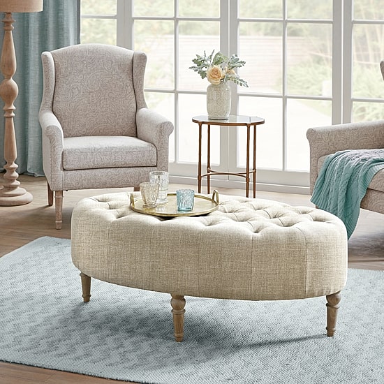 Martha Stewart Clara Tufted Upholstered Ottoman