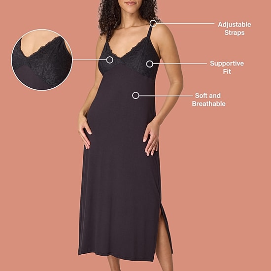 Bali Womens Satin Sleeveless V Neck Nightgown