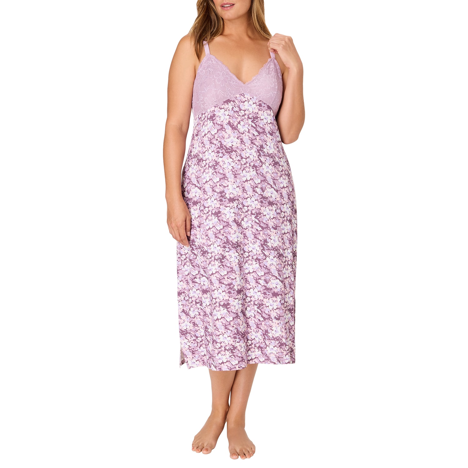 Bali Womens Satin Sleeveless V Neck Nightgown