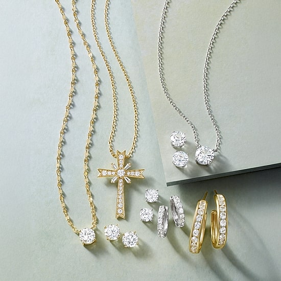 Yes, Please! Womens Lab Created White Sapphire Sterling Silver 2 Pair Earring Set