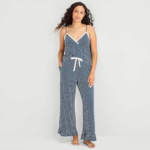 Arizona Body Cloud Kissed Womens V Neck Sleeveless Juniors Pajama Top In Blue