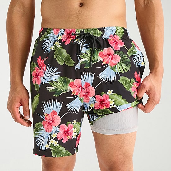 Free Country Mens 7" Camouflage Swim Trunks