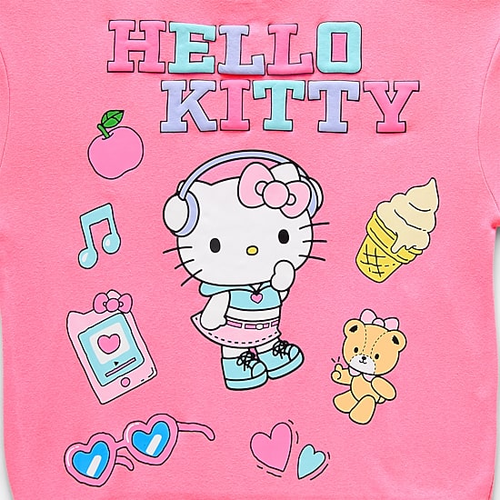 Womens Juniors Long Sleeve Hello Kitty Fleece Hoodie
