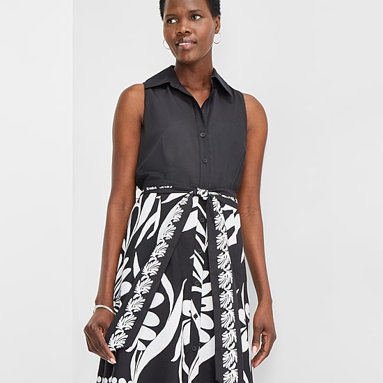 52seven Womens Midi Sleeveless Leaf Fit + Flare Dress