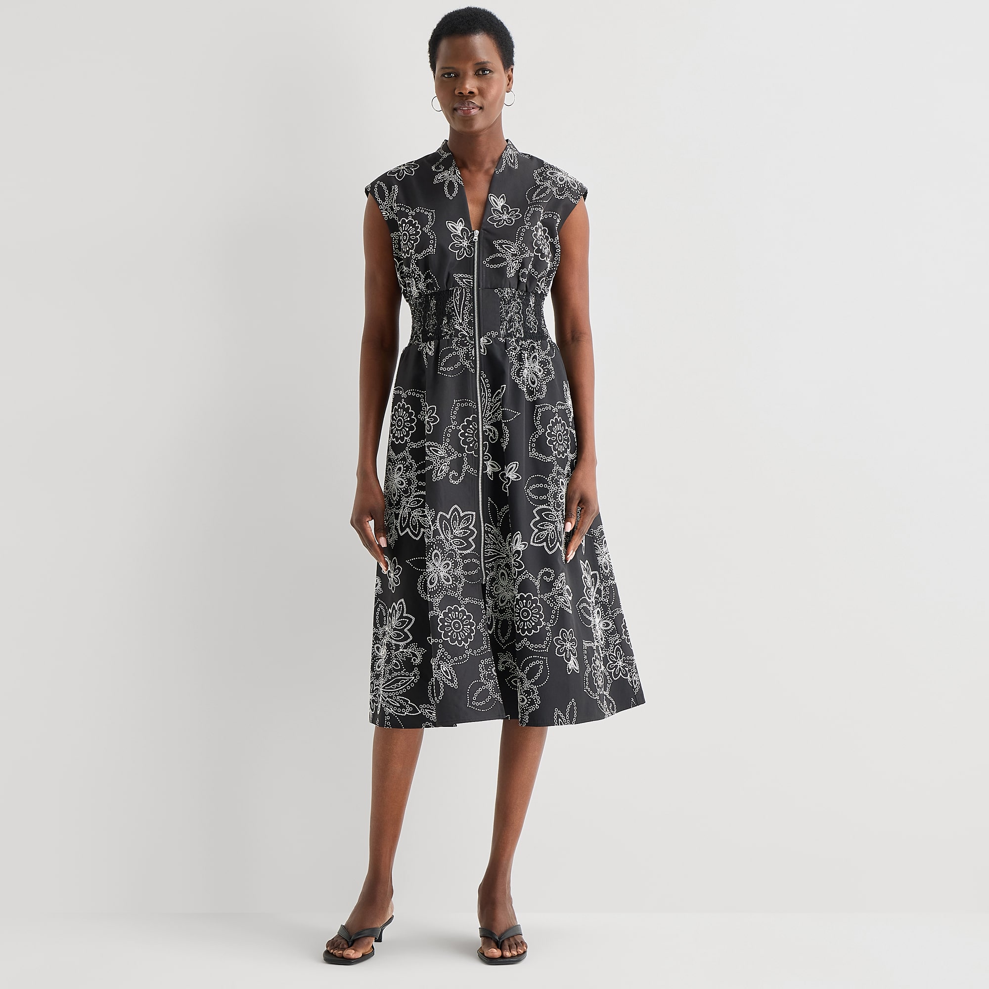 52seven Womens Midi V Neck Sleeveless Cap Floral Fit + Flare Dress
