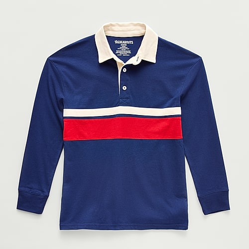 Thereabouts Little & Big Kid Boys Long Sleeve Regular Fit Spread Collar Rugby Shirt In Blue