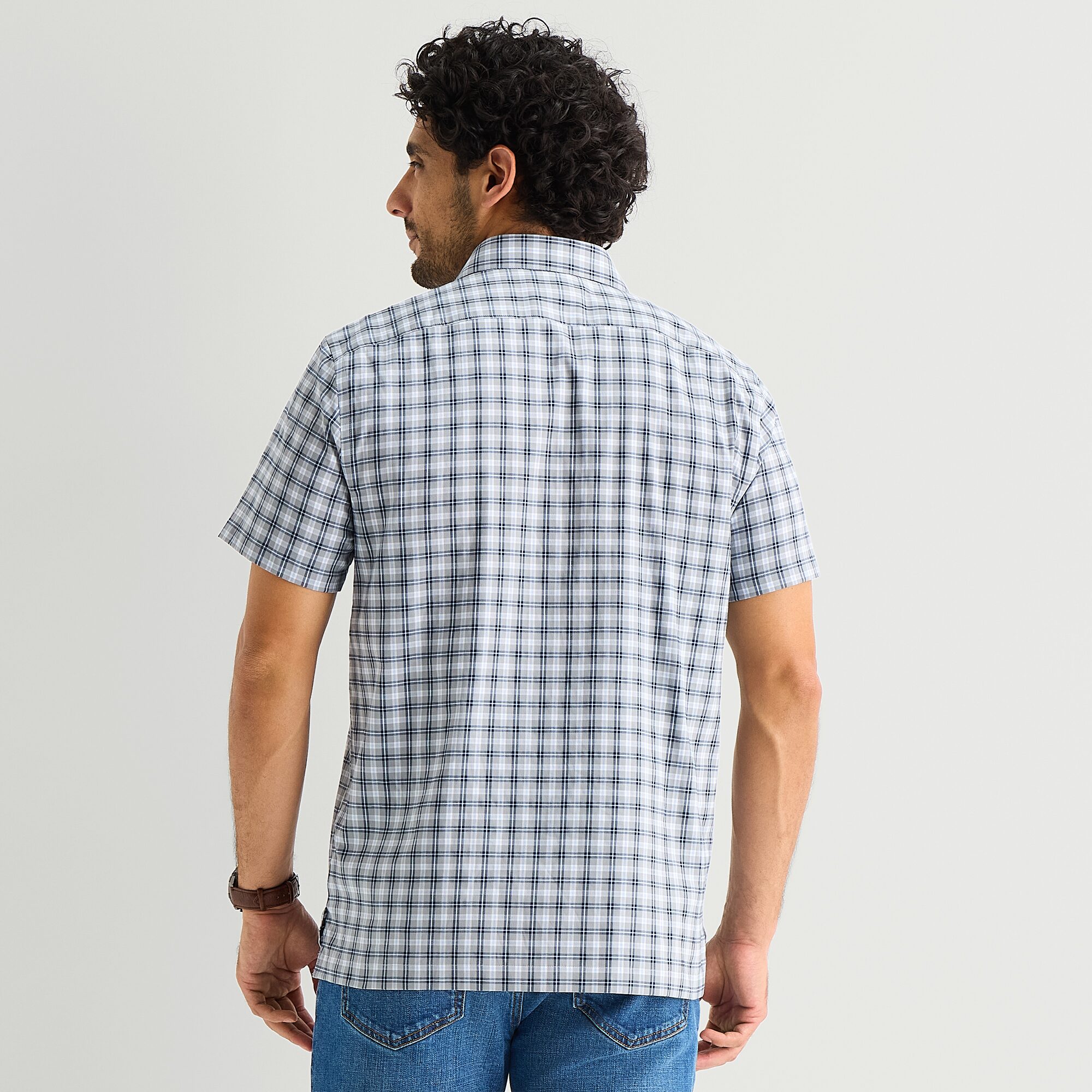 Stafford Cool Tech Mens Short Sleeve Regular Fit Stretch Fabric Wrinkle Free Button-Down Shirt