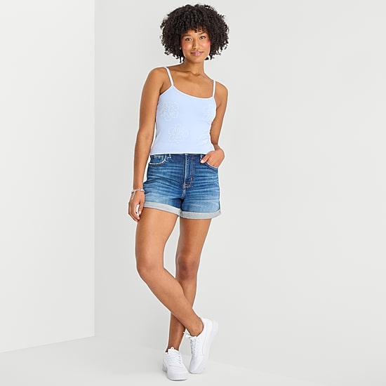 Arizona Womens Juniors Scoop Neck Sleeveless Tank Top