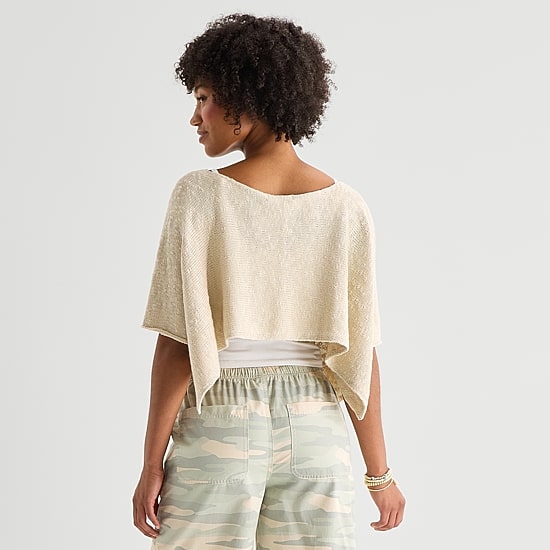 Arizona Womens Juniors Short Sleeve Poncho