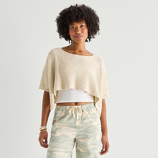 Arizona Womens Juniors Short Sleeve Poncho