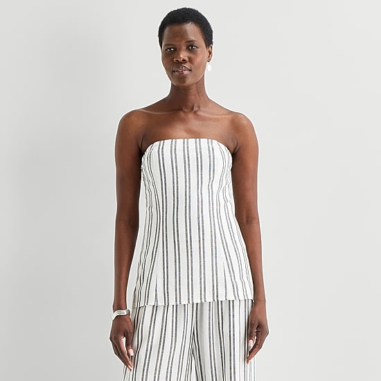 Worthington Womens Straight Neck Strapless Bandeau