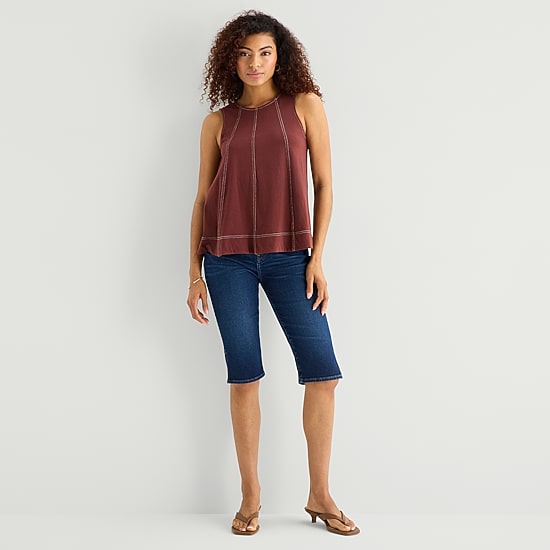 a.n.a Womens Crew Neck Sleeveless Tank Top