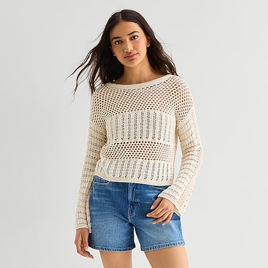 a.n.a Womens Crew Neck Long Sleeve Pullover Sweater