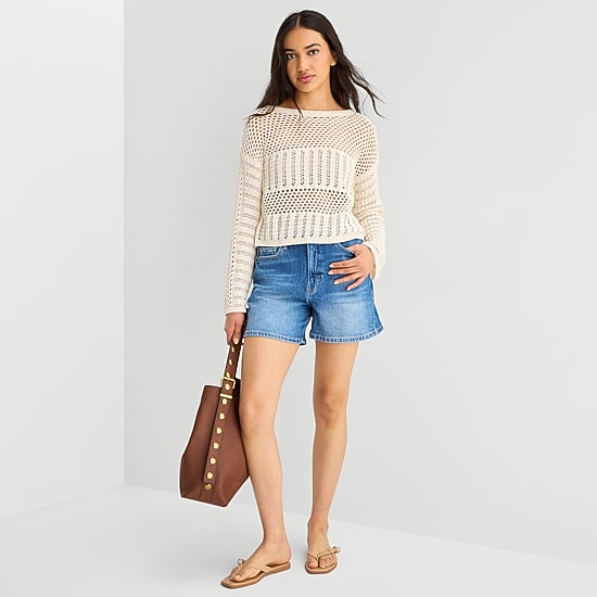 a.n.a Womens Crew Neck Long Sleeve Pullover Sweater