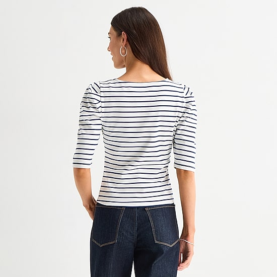 St. John's Bay Womens Crew Neck 3/4 Sleeve Blouse