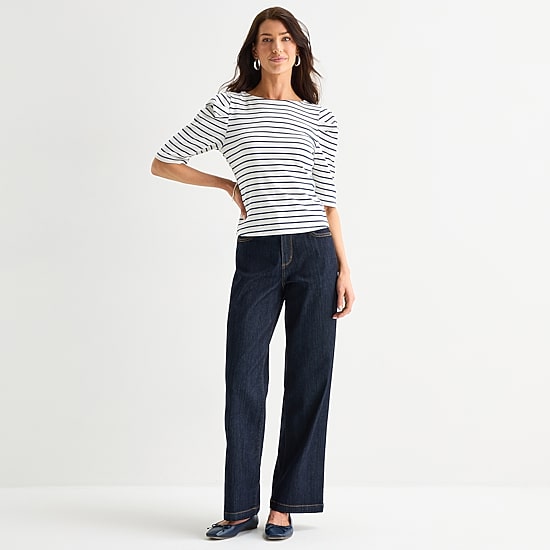 St. John's Bay Womens Crew Neck 3/4 Sleeve Blouse