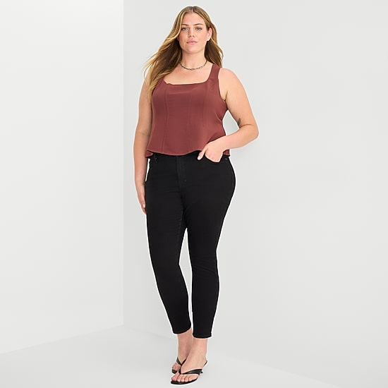 A.N.A Womens Plus U Neck Sleeveless Peplum Top