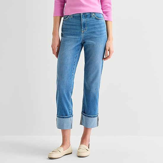 St. John's Bay Womens Tall High Rise Straight Leg Jean