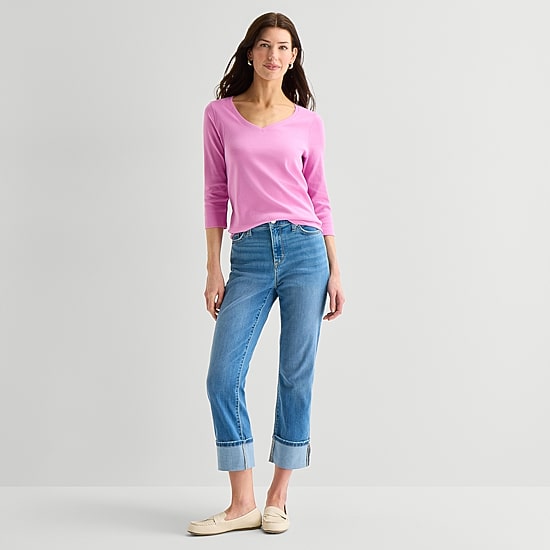 St. John's Bay Womens Tall High Rise Straight Leg Jean