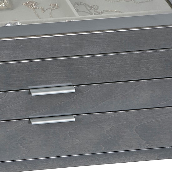 Mele and Co Misty Glass Top Grey Jewelry Box