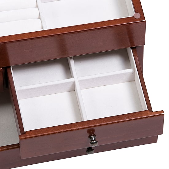 Mele and Co Fairhaven Floral Inlay Walnut-Finish Jewelry Box