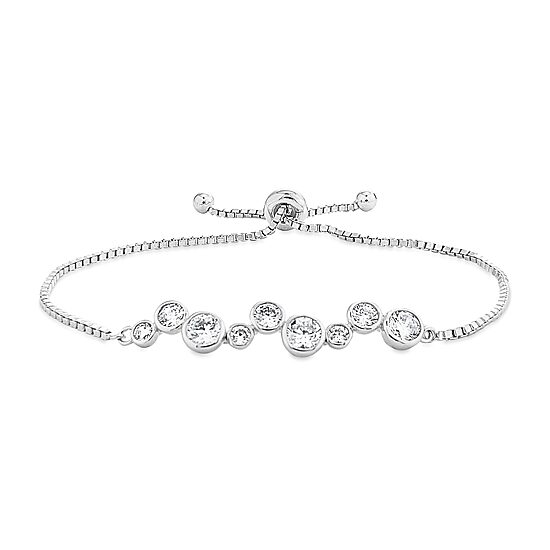 Womens 4 1/4 CT. T.W. Cubic Zirconia Sterling Silver Bolo Bracelet