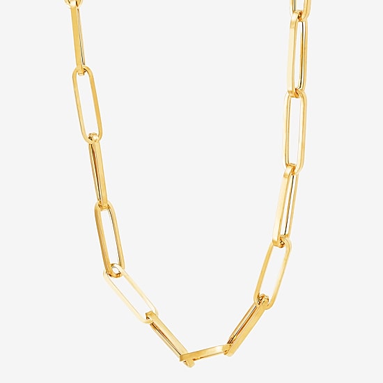 Gold Addiction Womens 14K Gold 18 Inch Paperclip Chain Necklace