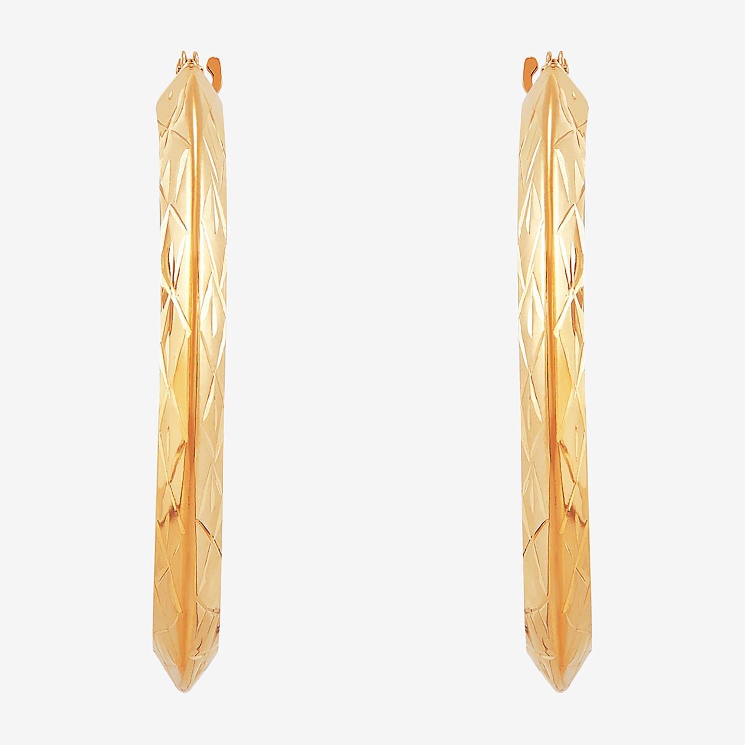 14K Gold Star-Cut Hoop Earrings