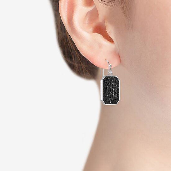 Mixit Silver Tone & Black Womens Black Drop Earrings