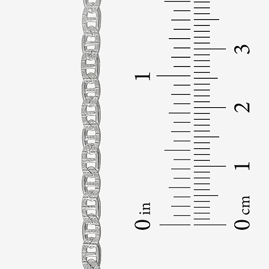 Made in Italy Womens Sterling Silver 7.5 Inch Solid Link Chain Bracelet