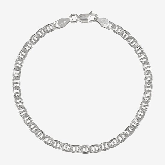 Made in Italy Womens Sterling Silver 7.5 Inch Solid Link Chain Bracelet