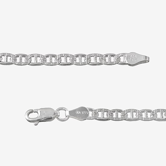 Made in Italy Womens Sterling Silver 7.5 Inch Solid Link Chain Bracelet