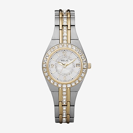 Relic By Fossil Relic Womens Two Tone Bracelet Watch Zr11775
