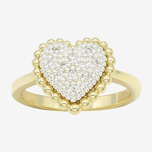 Sparkle Allure Womens Cubic Zirconia 14K Gold Over Brass Pure Silver Over Brass Heart Cocktail Ring, 9