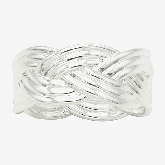 Sparkle Allure Womens 25MM Pure Silver Over Brass Crossover Band