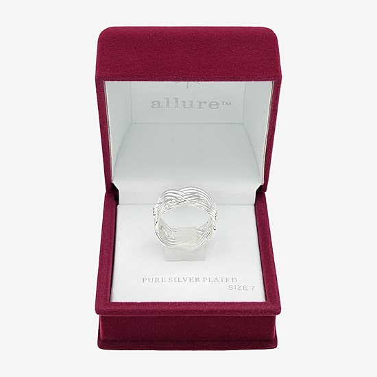 Sparkle Allure Womens 25MM Pure Silver Over Brass Crossover Band