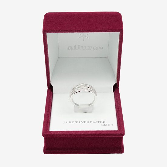 Sparkle Allure Womens 2.5MM Cubic Zirconia Pure Silver Over Brass Crossover Band