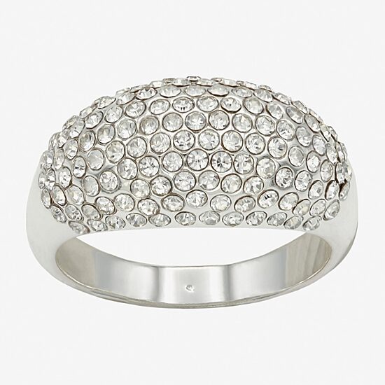 Sparkle Allure Dome Womens 3.5MM Crystal Pure Silver Over Brass Cluster Band