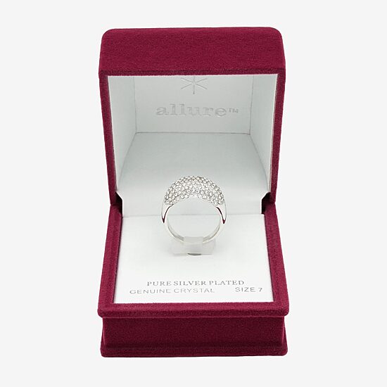Sparkle Allure Dome Womens 3.5MM Crystal Pure Silver Over Brass Cluster Band